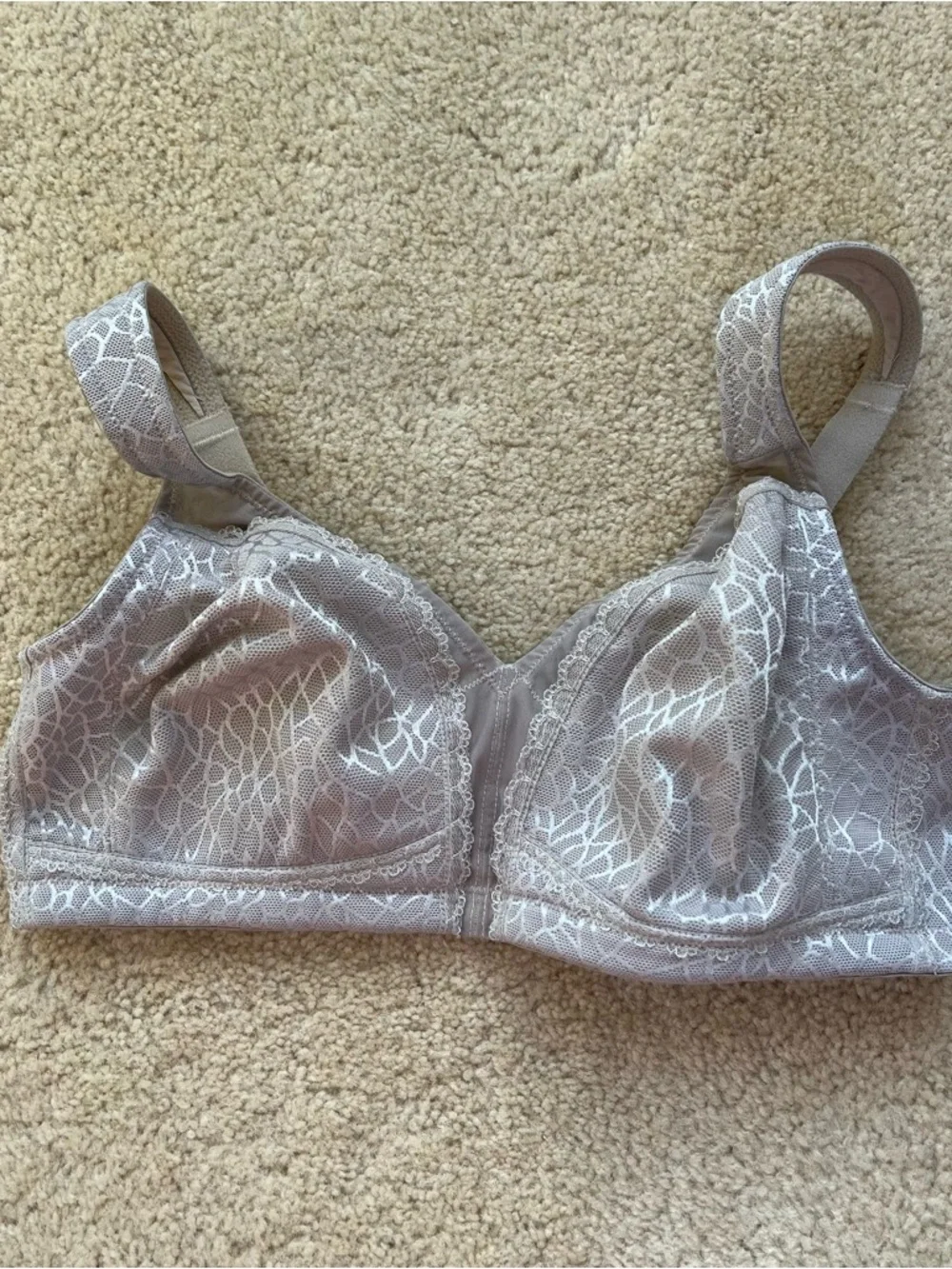 Lemorosy Beige Full Coverage Non Padded Wireless Minimizer Bra - Size 38D - EUC - Picture 2 of 6